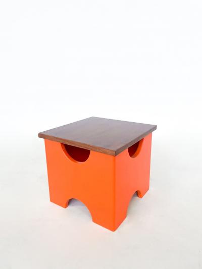 Ettore Sottsass Pair of Mid Century Modern Orange Dado Stools by Ettore