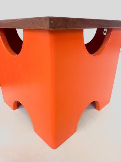 Ettore Sottsass Pair of Mid Century Modern Orange Dado Stools by Ettore