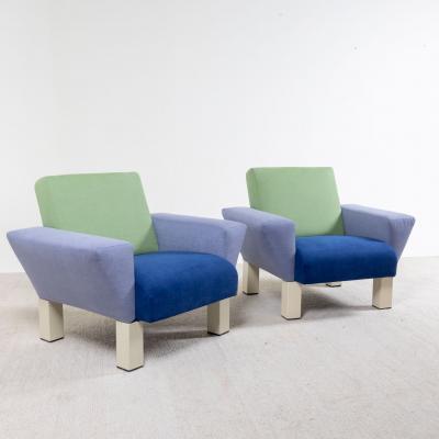 Ettore Sottsass Pair of lounge chairs model Westside by Ettore Sottsass for Knoll Italy 1982