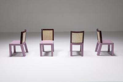 Ettore Sottsass Postmodern Ettore Sottsass Pink Dining Chairs for Leitner 1980s