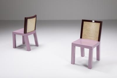 Ettore Sottsass Postmodern Ettore Sottsass Pink Dining Chairs for Leitner 1980s