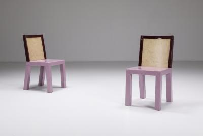 Ettore Sottsass Postmodern Ettore Sottsass Pink Dining Chairs for Leitner 1980s