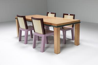 Ettore Sottsass Postmodern Ettore Sottsass Pink Dining Chairs for Leitner 1980s