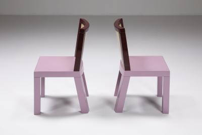 Ettore Sottsass Postmodern Ettore Sottsass Pink Dining Chairs for Leitner 1980s