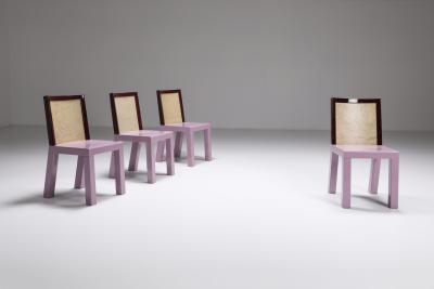 Ettore Sottsass Postmodern Ettore Sottsass Pink Dining Chairs for Leitner 1980s