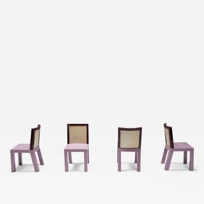 Ettore Sottsass Postmodern Ettore Sottsass Pink Dining Chairs for Leitner 1980s