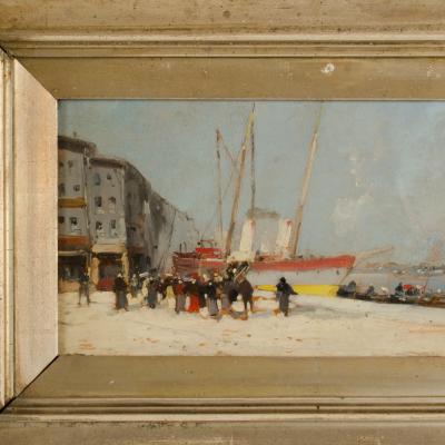Eug ne Galien Laloue A Michel Eugene Galien Laloue French 1854 1941 Harbor During Day