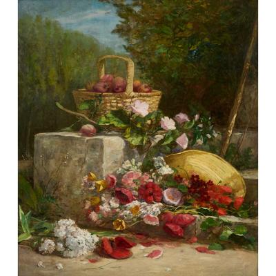 Eug ne Louis Boudin Apples and Poppies Still Life by Eug ne Louis Boudin