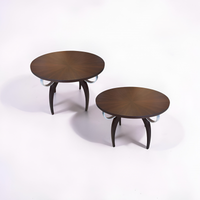 Eug ne Printz A pair of round Art Deco side tables in the style of Eug ne Printz