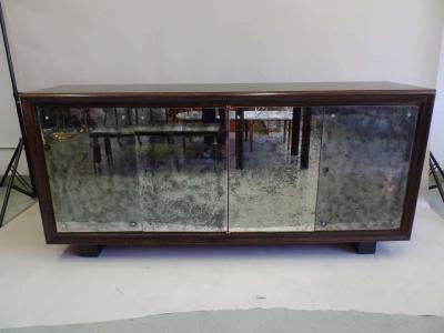 Eug ne Printz French Art Deco Cerused Oak and Mercury Mirrored Sideboard Eugene Printz 1930