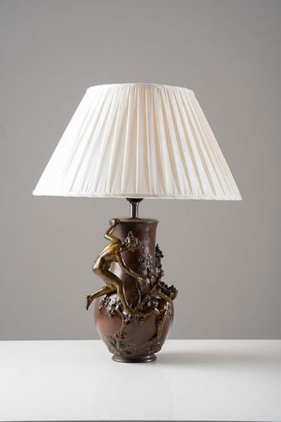 Eug ne Provost Bronze Table Lamp from a Vase by Eug ne Provost France