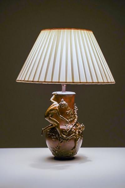 Eug ne Provost Bronze Table Lamp from a Vase by Eug ne Provost France