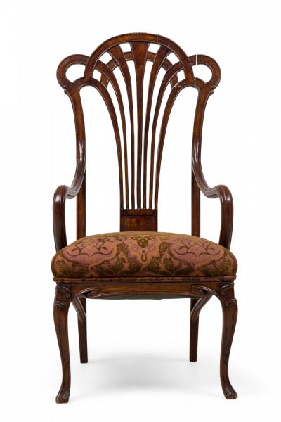 Eugene Gaillard Art Nouveau French Mahogany Upholstered Armchair