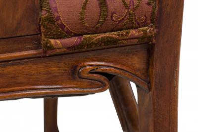 Eugene Gaillard Art Nouveau French Mahogany Upholstered Armchair