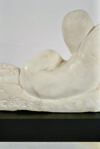 Eugene Gauss 1905 1988 Marble Sculpture of Reclining Nude dated 1978