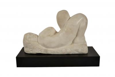 Eugene Gauss 1905 1988 Marble Sculpture of Reclining Nude dated 1978