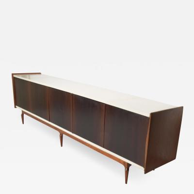 Eugenio Escudero 1960s Sleek Long Credenza Two Tone Lacquer Wood Monterrey Mexico