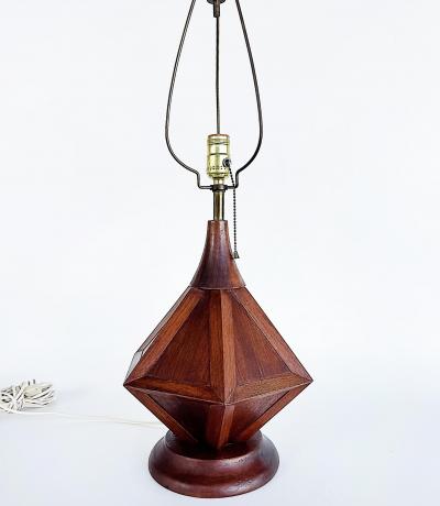 Eugenio Escudero Mid Century Modern Wooden Modernist Table Lamps Pair