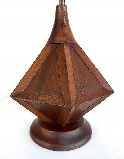 Eugenio Escudero Mid Century Modern Wooden Modernist Table Lamps Pair