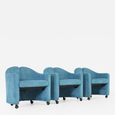 Eugenio Gerli PS142 Armchair by Eugenio Gerli in Blue Nubuck Leather