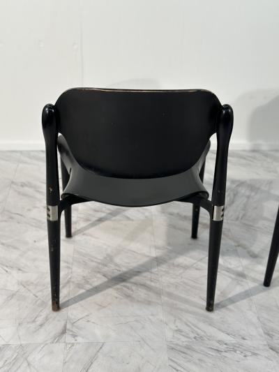 Eugenio Gerli Set of 4 Rosewood and Black Lacquered S83 Side Chairs by E Gerli for Tecno
