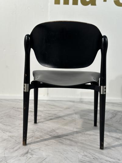 Eugenio Gerli Set of 4 Rosewood and Black Lacquered S83 Side Chairs by E Gerli for Tecno