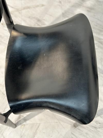 Eugenio Gerli Set of 4 Rosewood and Black Lacquered S83 Side Chairs by E Gerli for Tecno