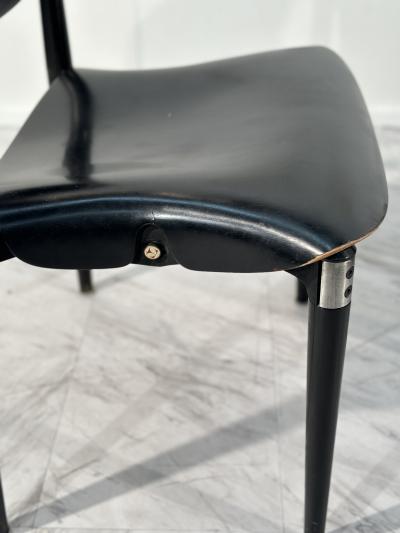 Eugenio Gerli Set of 4 Rosewood and Black Lacquered S83 Side Chairs by E Gerli for Tecno