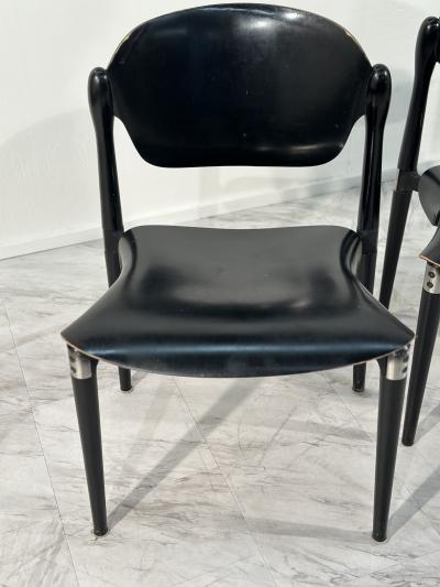 Eugenio Gerli Set of 4 Rosewood and Black Lacquered S83 Side Chairs by E Gerli for Tecno