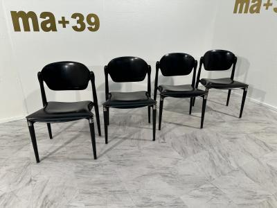Eugenio Gerli Set of 4 Rosewood and Black Lacquered S83 Side Chairs by E Gerli for Tecno