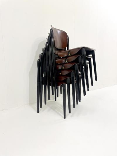 Eugenio Gerli Set of 6 Mid Century S83 Chairs by Eugenio Gerli for Tecno
