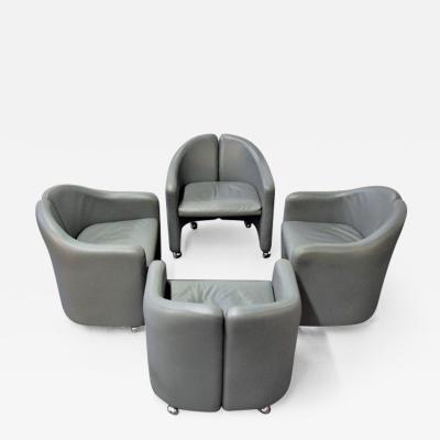 Eugenio Gerli Set of Four Eugenio Gerli for Tecno Leather Chairs