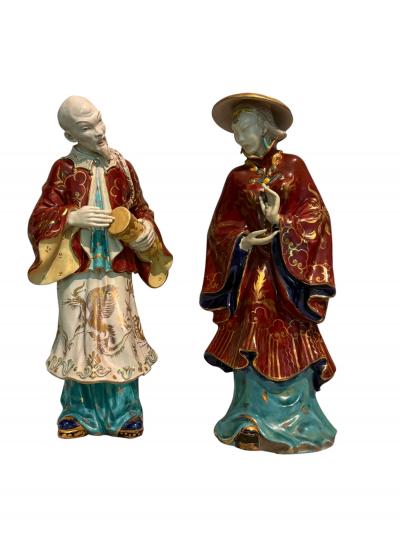 Eugenio Pattarino MID CENTURY ITALIAN CERAMIC ASIAN FIGURES BY EUGENIO PATTARINO