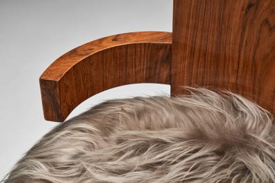 Europe 1930s Pair of Art Deco Chairs with Seats in Longhair Fabric Europe 1930s