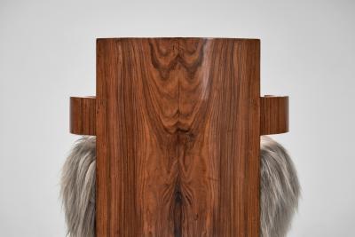 Europe 1930s Pair of Art Deco Chairs with Seats in Longhair Fabric Europe 1930s