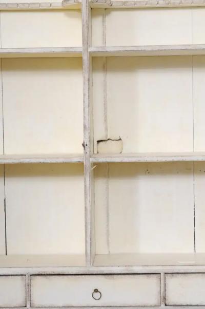 European 1800s Two Part Painted Wood Secretary with Slanted Front Desk