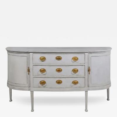 European 1830s Painted Demilune Sideboard with Three Drawers and Rounded Doors