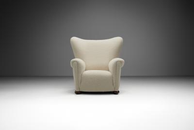 European Armchair in White Upholstery Europe 20th Century