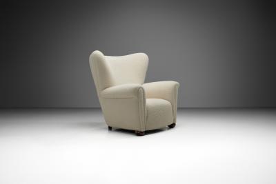European Armchair in White Upholstery Europe 20th Century