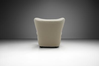European Armchair in White Upholstery Europe 20th Century