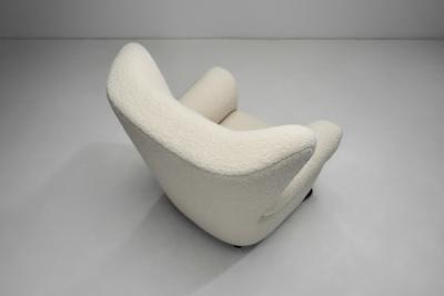 European Armchair in White Upholstery Europe 20th Century