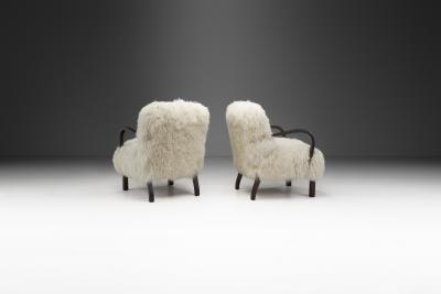 European Armchairs in Mongolian Shearling Europe ca 1950s
