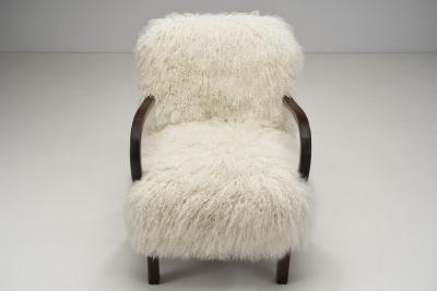 European Armchairs in Mongolian Shearling Europe ca 1950s