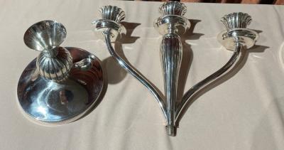 European Art Deco 925 Silver Pair of Candlesticks