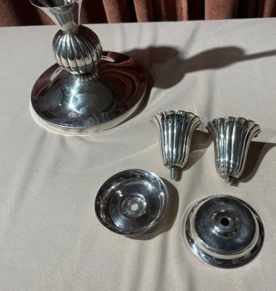 European Art Deco 925 Silver Pair of Candlesticks