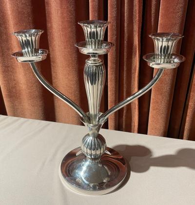 European Art Deco 925 Silver Pair of Candlesticks