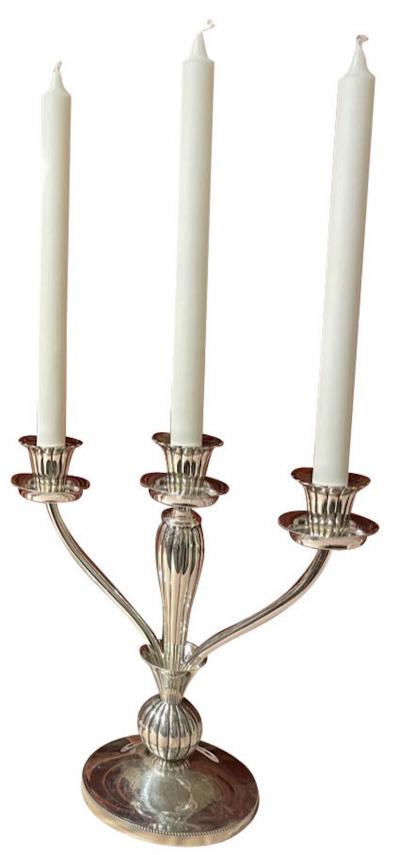 European Art Deco 925 Silver Pair of Candlesticks