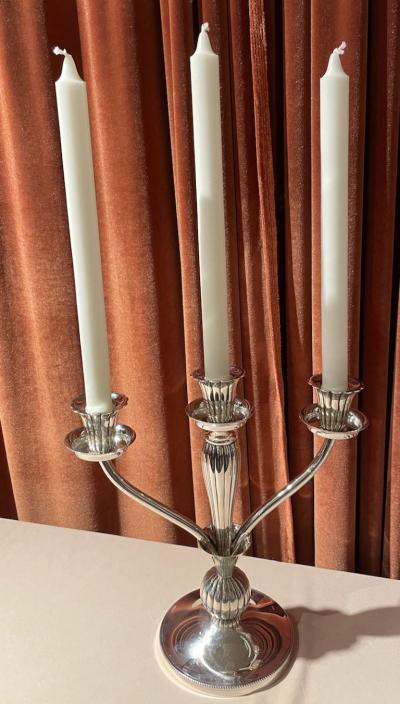 European Art Deco 925 Silver Pair of Candlesticks