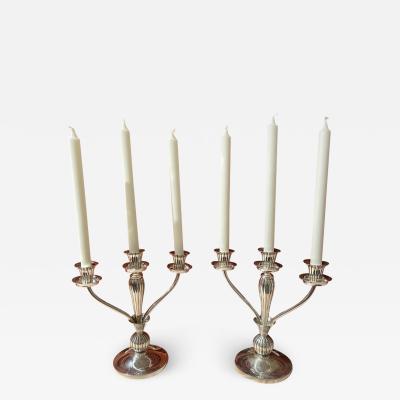 European Art Deco 925 Silver Pair of Candlesticks