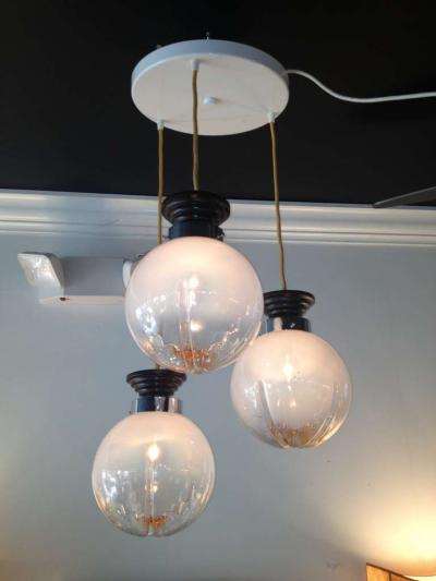 European Art Glass Globe Art Deco Chandelier